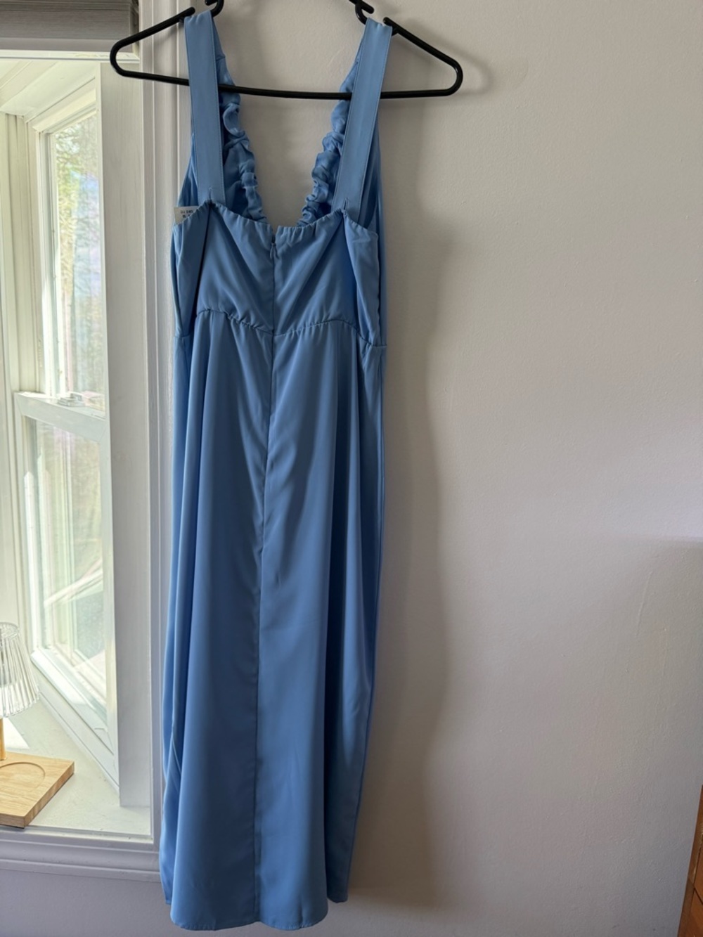 Abercrombie & Fitch Sky Blue Ruched V-Neck Midi Dress - Picture 5 of 8